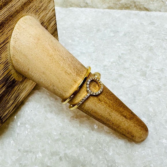 EUC Jules Smith 14k Yellow Gold Micro Pave CZ Halo Cuff Ring - Picture 4 of 12